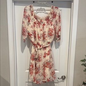 Maurices Red and Pink Puff Sleeve Sundress